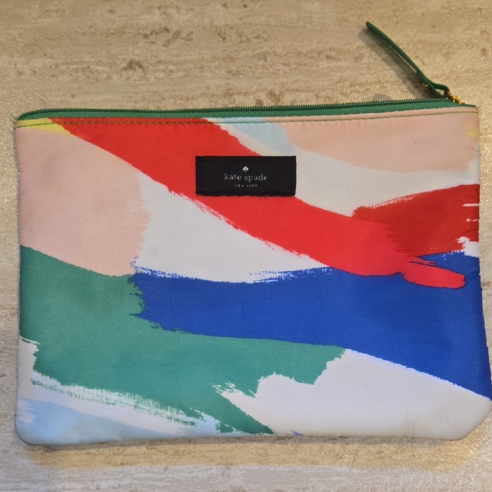 Kate Spade New York for Qantas Multi-Color Brush Strokes Zipper Pouch